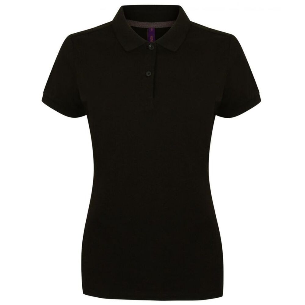 Henbury Womens/Ladies Cotton Pique Modern Polo Shirt / Black